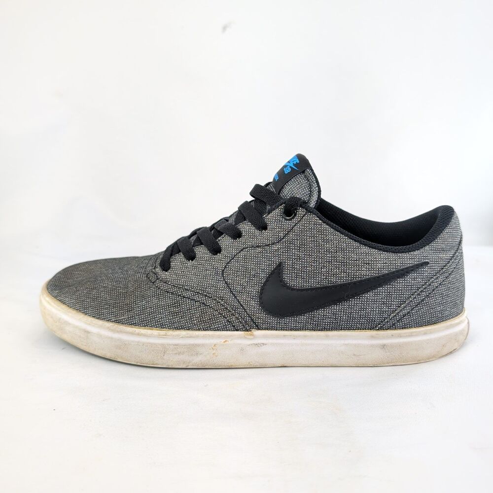 Nike SB Check Solarsoft Canvas Skate Shoes Mens Size 10.5 Gray Black 843896-004